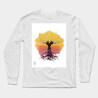 Japanese Art - Gold Tree Long Sleeve T-Shirt